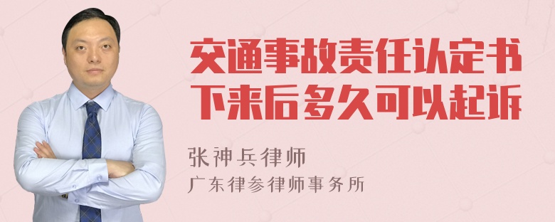 交通事故责任认定书下来后多久可以起诉