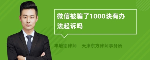 微信被骗了1000块有办法起诉吗