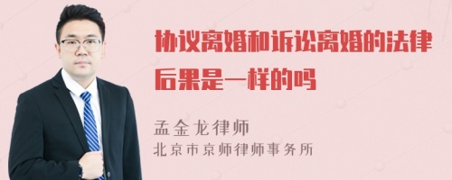 协议离婚和诉讼离婚的法律后果是一样的吗