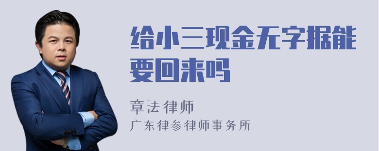 给小三现金无字据能要回来吗