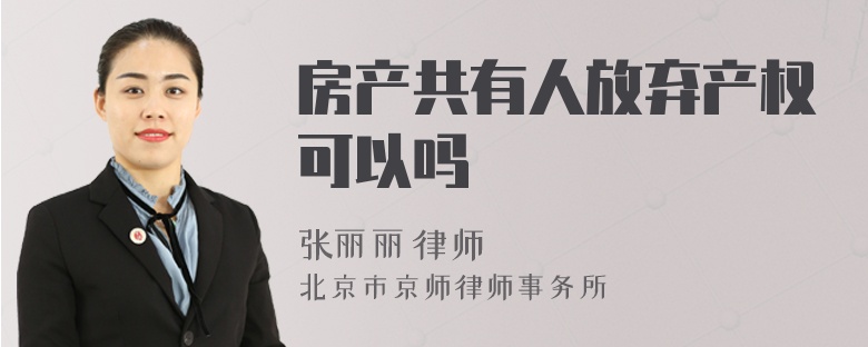 房产共有人放弃产权可以吗