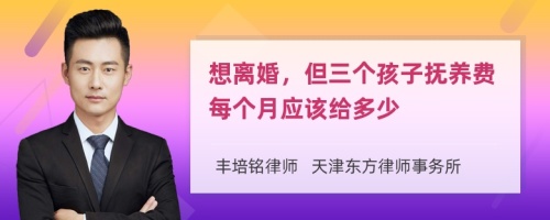 想离婚，但三个孩子抚养费每个月应该给多少