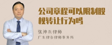 公司章程可以限制股权转让行为吗