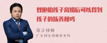 双胞胎孩子离婚后可以得到孩子的抚养权吗