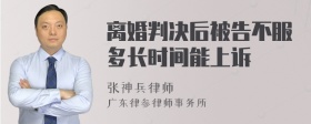 离婚判决后被告不服多长时间能上诉