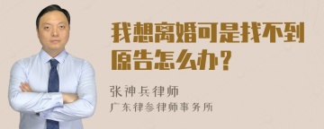 我想离婚可是找不到原告怎么办？