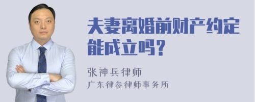 夫妻离婚前财产约定能成立吗？