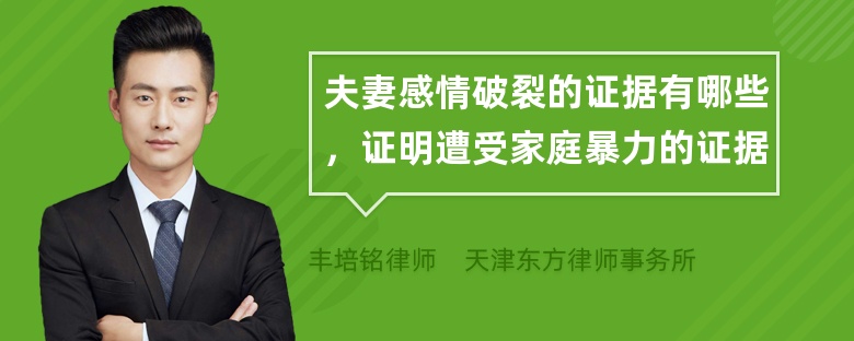 夫妻感情破裂的证据有哪些，证明遭受家庭暴力的证据