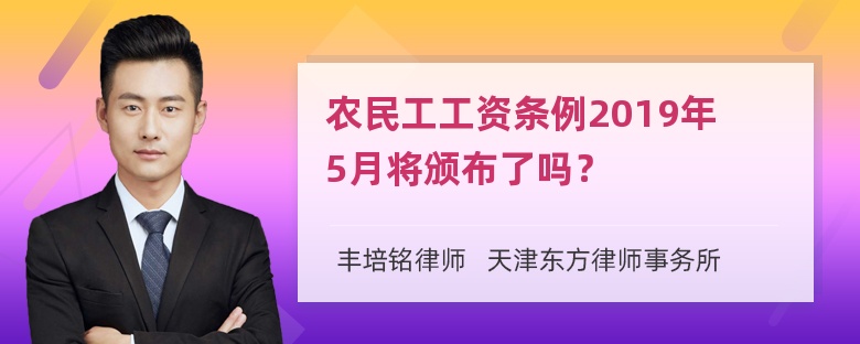 农民工工资条例2019年5月将颁布了吗？