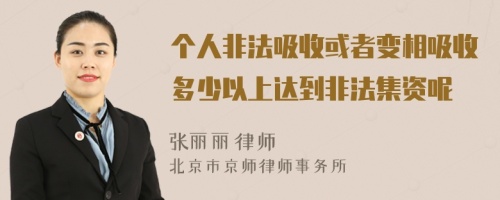 个人非法吸收或者变相吸收多少以上达到非法集资呢