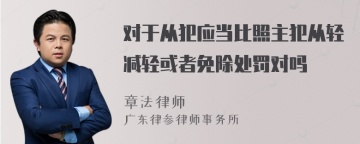 对于从犯应当比照主犯从轻减轻或者免除处罚对吗