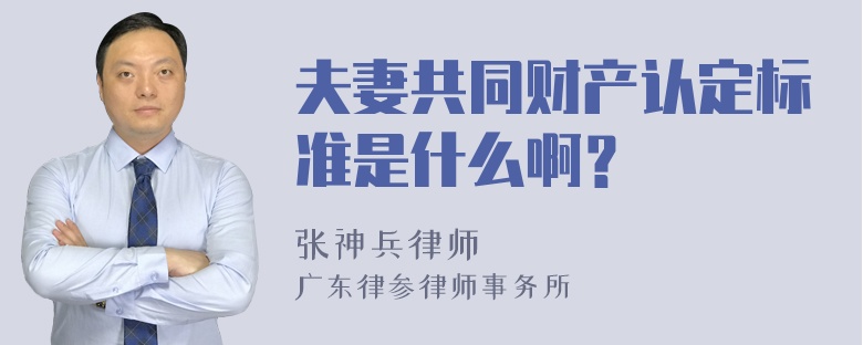 夫妻共同财产认定标准是什么啊？