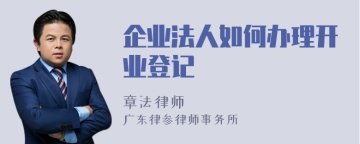 企业法人如何办理开业登记