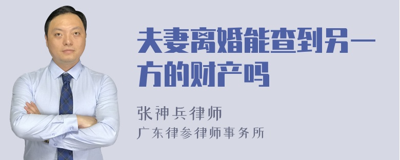 夫妻离婚能查到另一方的财产吗