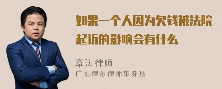 如果一个人因为欠钱被法院起诉的影响会有什么