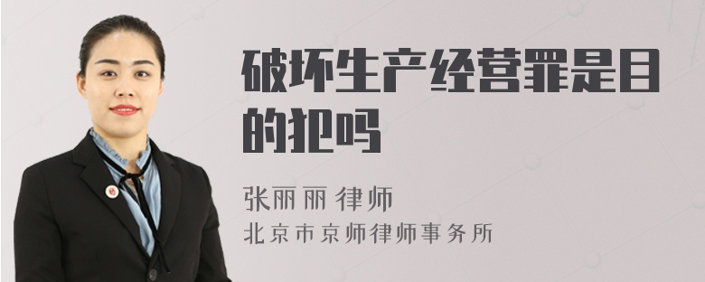 破坏生产经营罪是目的犯吗