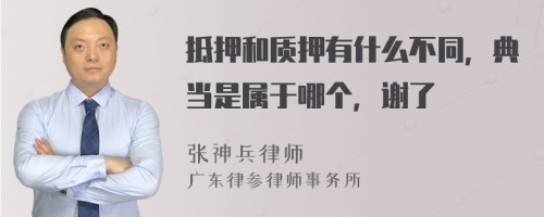 抵押和质押有什么不同，典当是属于哪个，谢了