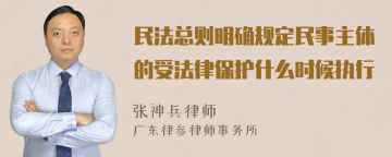 民法总则明确规定民事主体的受法律保护什么时候执行