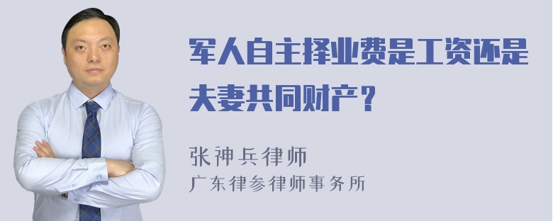 军人自主择业费是工资还是夫妻共同财产？