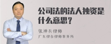 公司法的法人独资是什么意思？