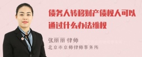 债务人转移财产债权人可以通过什么办法维权