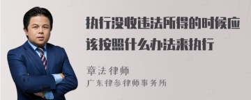 执行没收违法所得的时候应该按照什么办法来执行