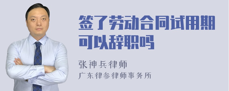 签了劳动合同试用期可以辞职吗