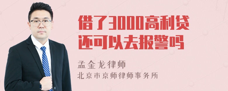 借了3000高利贷还可以去报警吗