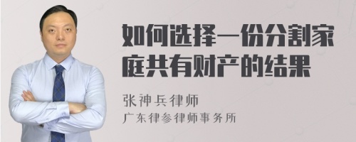 如何选择一份分割家庭共有财产的结果