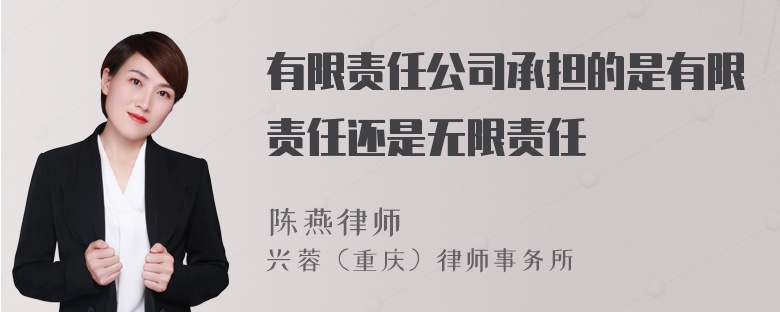 有限责任公司承担的是有限责任还是无限责任