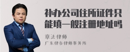 补办公司住所证件只能填一般注册地址吗