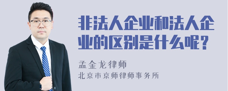 非法人企业和法人企业的区别是什么呢？