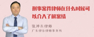 刑事案件律师在什么时候可以介入了解案情