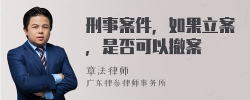 刑事案件，如果立案，是否可以撤案