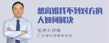 想离婚找不到对方的人如何解决