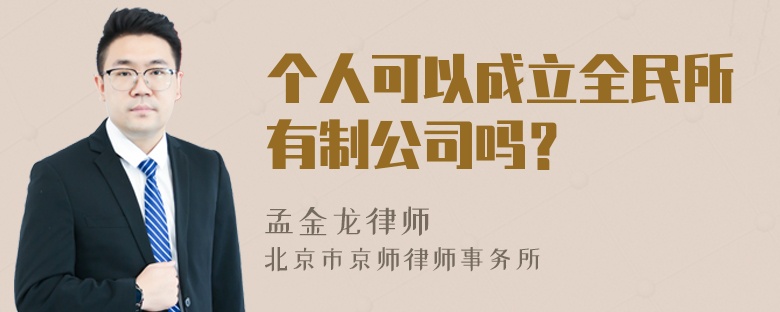 个人可以成立全民所有制公司吗？