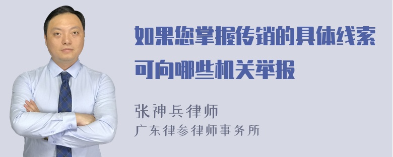 如果您掌握传销的具体线索可向哪些机关举报