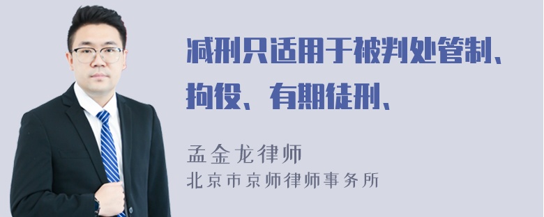 减刑只适用于被判处管制、拘役、有期徒刑、