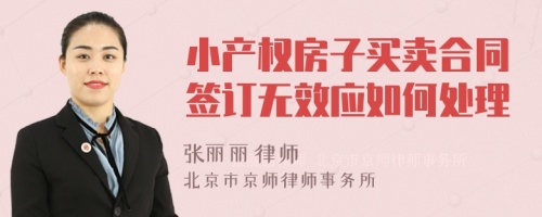 小产权房子买卖合同签订无效应如何处理