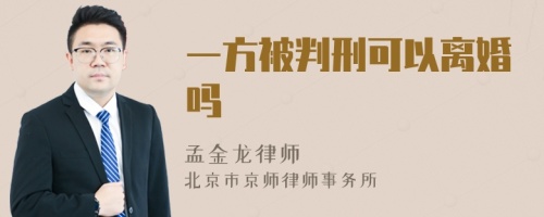 一方被判刑可以离婚吗