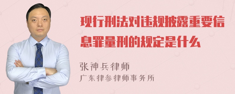 现行刑法对违规披露重要信息罪量刑的规定是什么