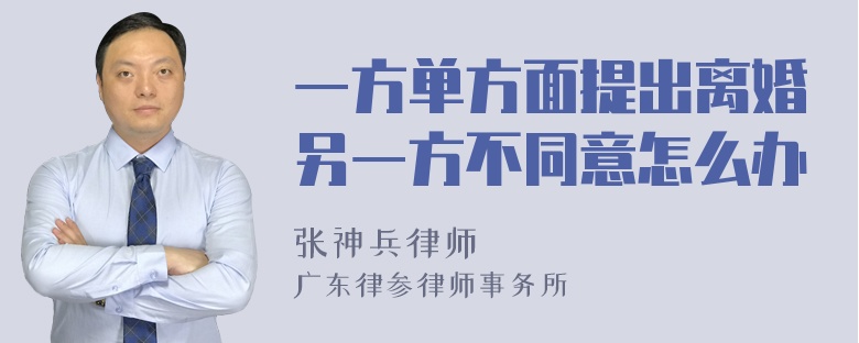 一方单方面提出离婚另一方不同意怎么办