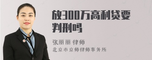 放300万高利贷要判刑吗