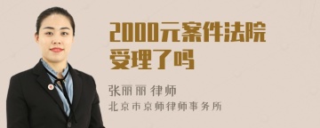 2000元案件法院受理了吗