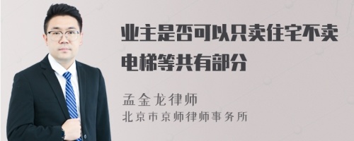 业主是否可以只卖住宅不卖电梯等共有部分