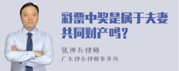 彩票中奖是属于夫妻共同财产吗？