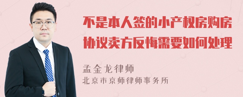 不是本人签的小产权房购房协议卖方反悔需要如何处理