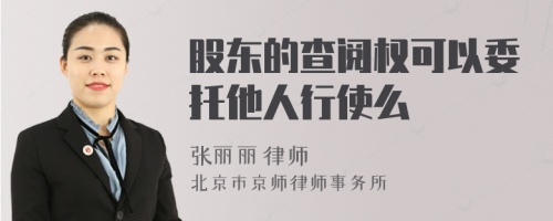 股东的查阅权可以委托他人行使么