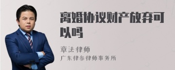 离婚协议财产放弃可以吗