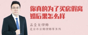 你真的为了买房假离婚后果怎么样